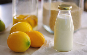 Mix soy milk with lemon juice