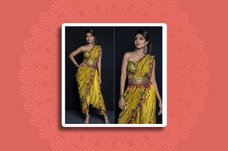 Shilpa Shetty Kundra Diwali Indo Western Look