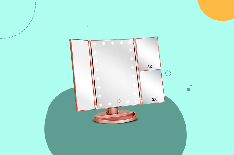 Flymiro Tri-Fold Lighted Vanity Makeup Mirror