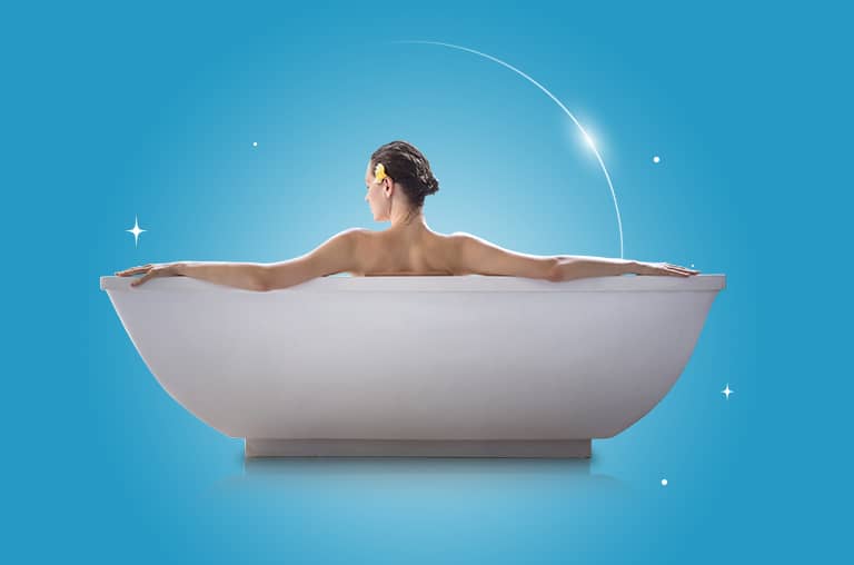 Spa-like, luxury experience bath tub