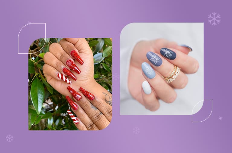 Wrapping Paper Christmas Acrylic Nail Art