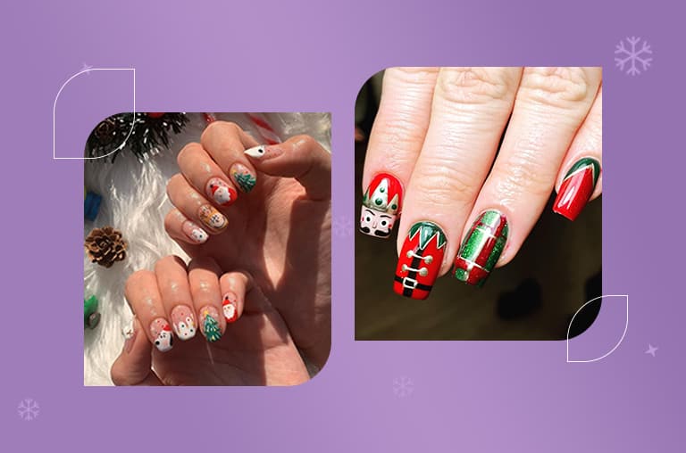 Christmas Figurines Acrylic Nail Art