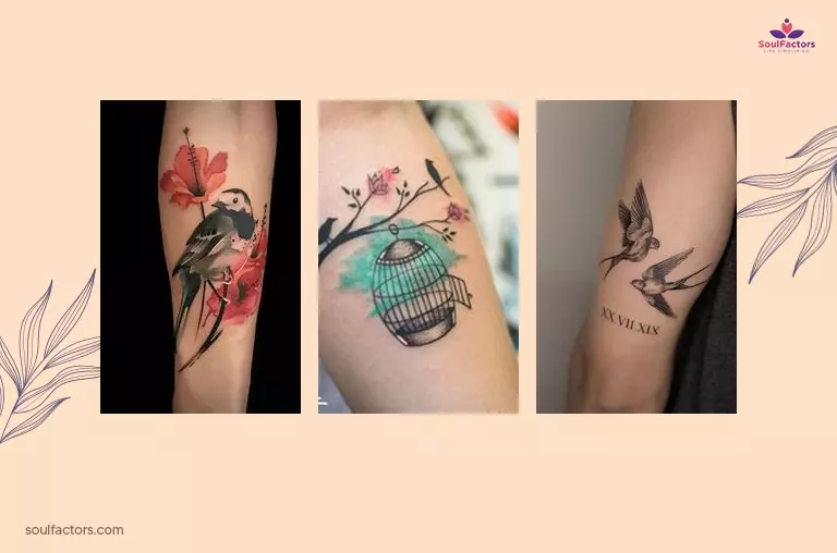 Sparrow Tattoos With Other Elements