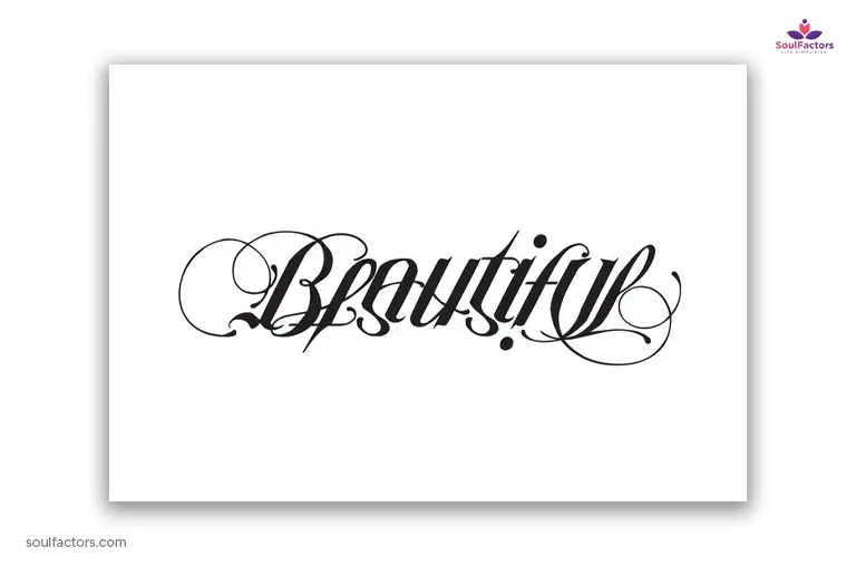7. "Beautiful Disaster" ambigram tattoo with angel wings - wide 5