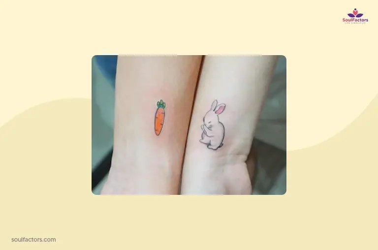 Carrot And Bunny Couple Tattoo 