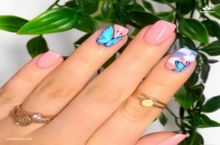 Dreamy Short Pastel Butterfly Nails