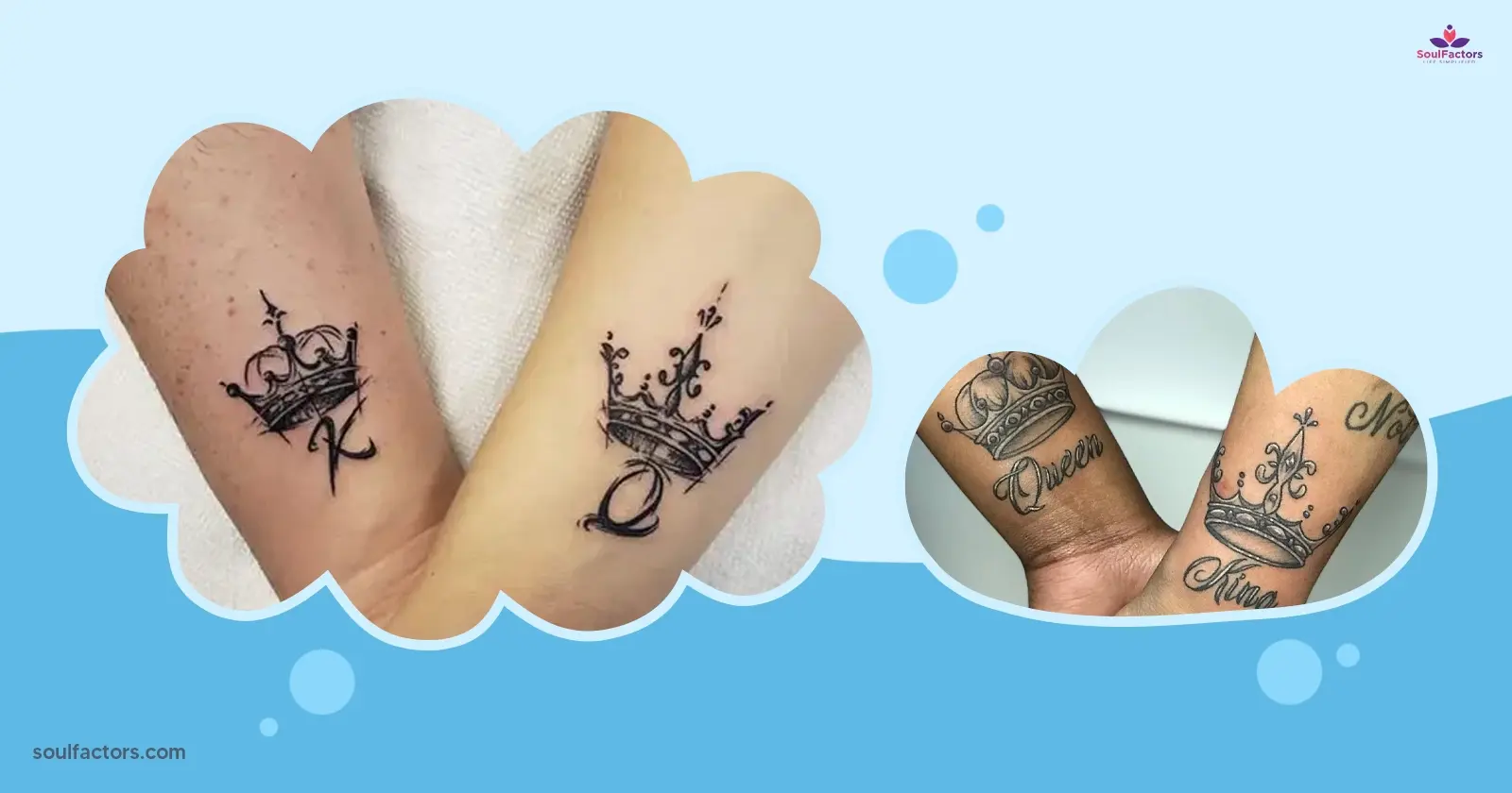 Enchanting king and queen tattoo designs for couple -