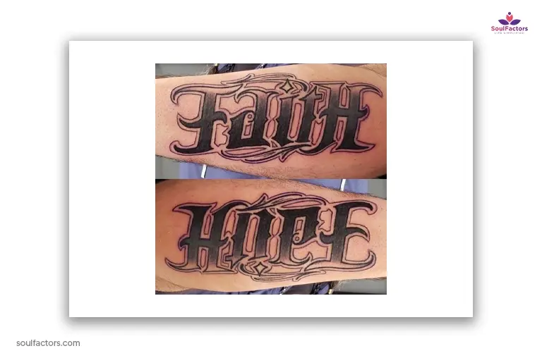 Faith & Hope Ambigram tattoo