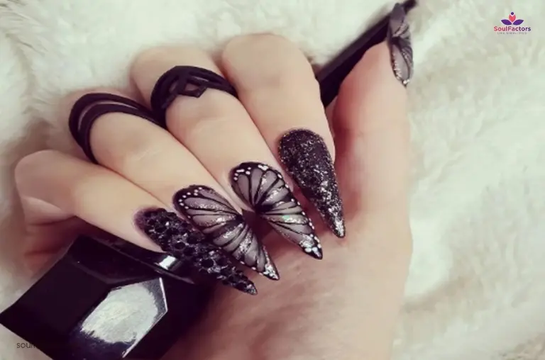 Goth Butterfly Nails
