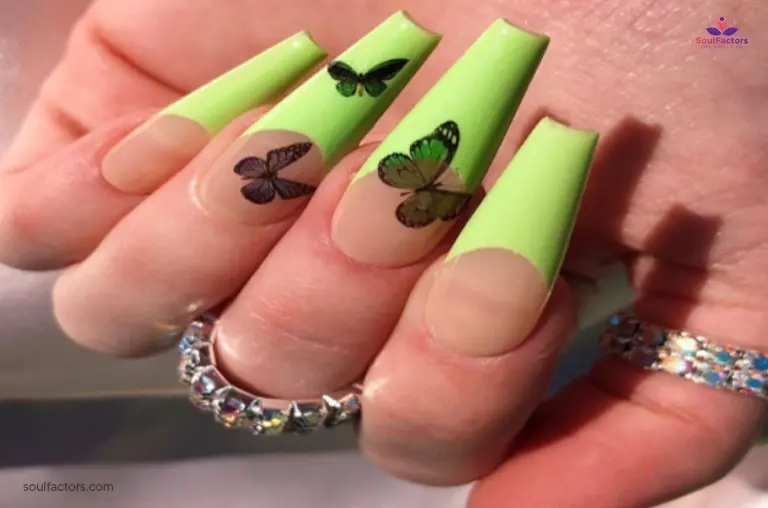 Green V- Tip Butterfly Nails