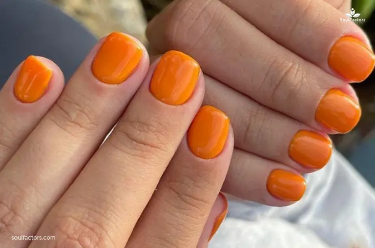 Monochrome Orange Short Nail Design 