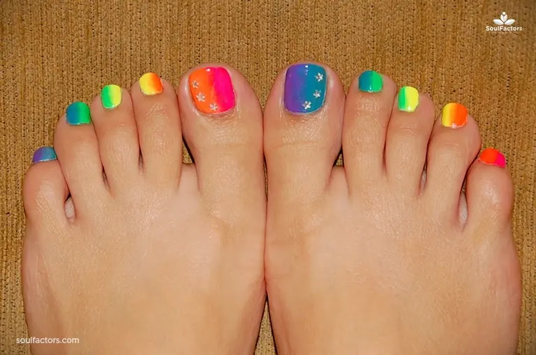 Rainbow Toes Nail Designs