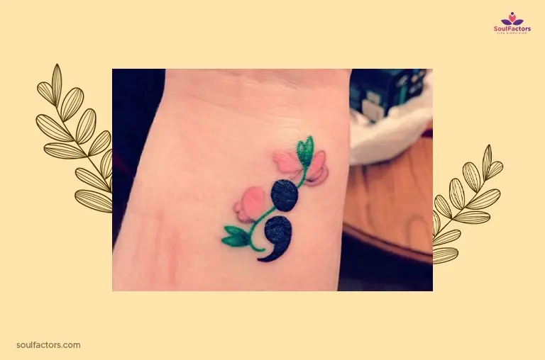 Flower Semicolon Tattoo Ideas