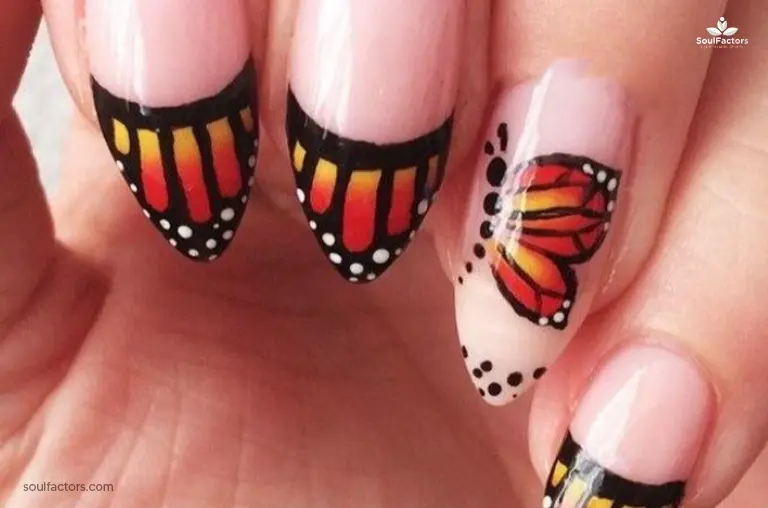 Stiletto Manicured Butterfly Nail