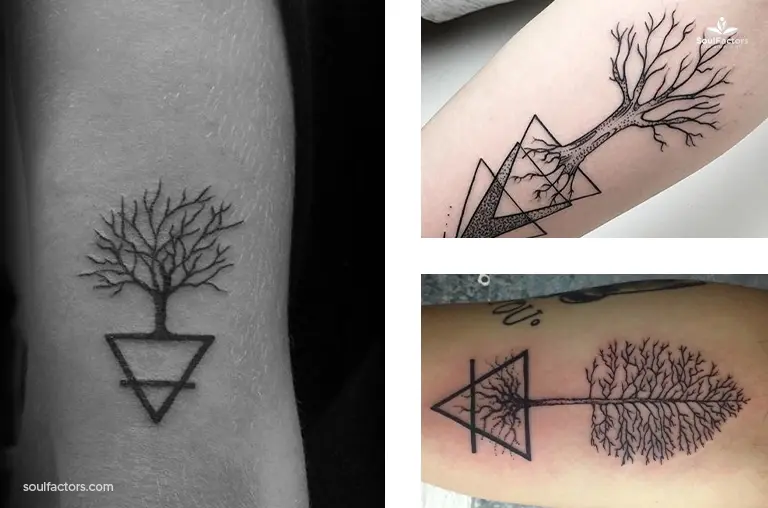 Triangle Tattoo Design With Tree Growing