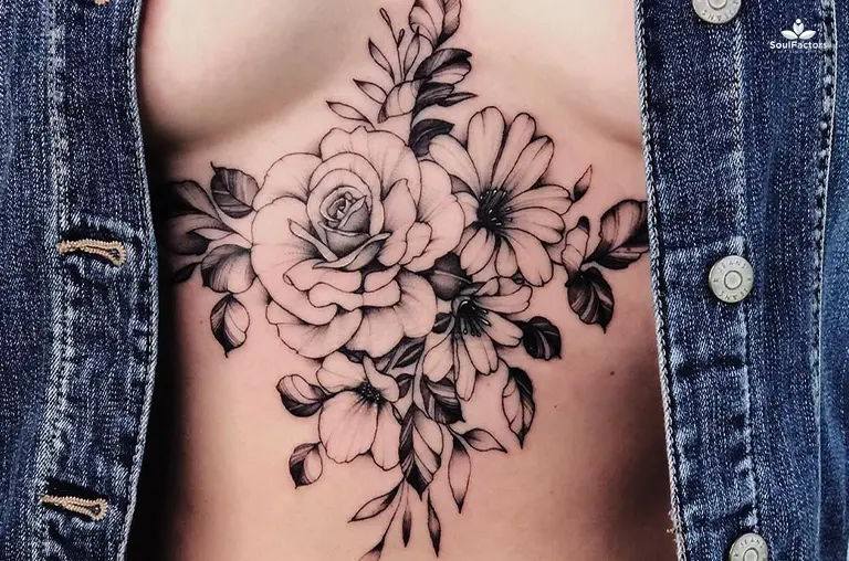 Floral Sternum Tattoo