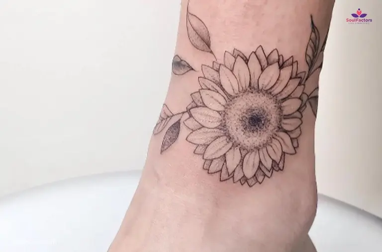  Full-Bloom Ankle Tattoo 