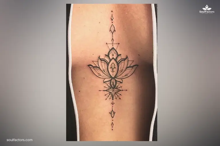 Lotus Flower Sternum Tattoo 