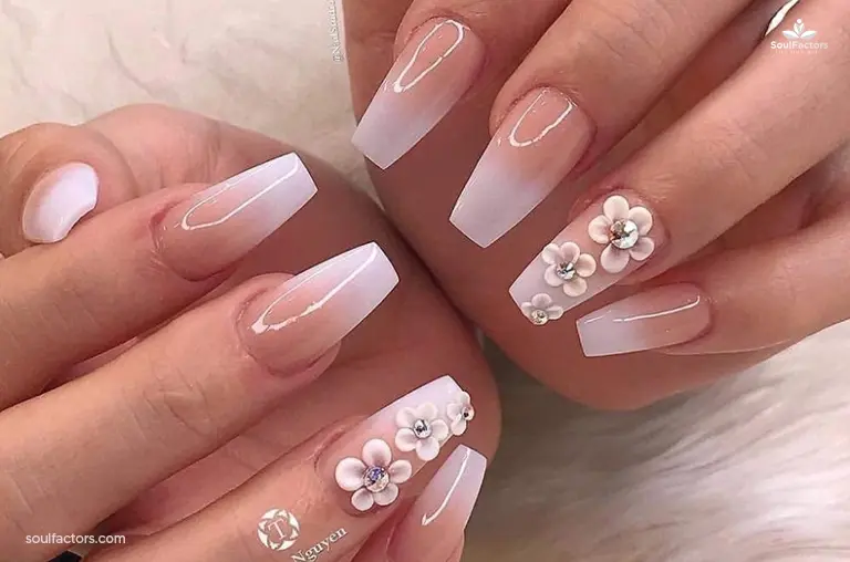 Milky French Manicure With 3D Accents
