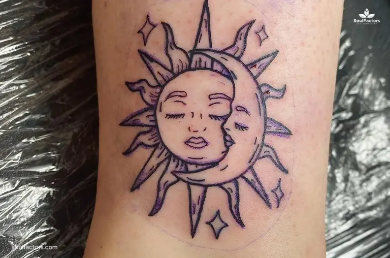 The Sun Moon Ankle Tattoo