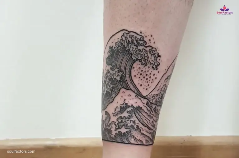 Wave Tattoo On Leg