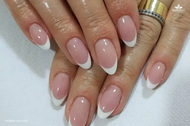 White French Tipped Almond Nails 