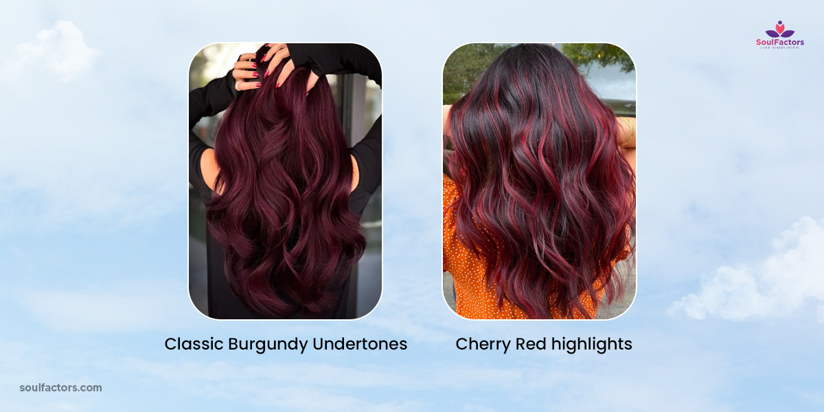 Cherry Red Highlights : Black hair with highlights