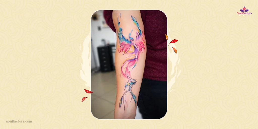 colorful phoenix tattoo