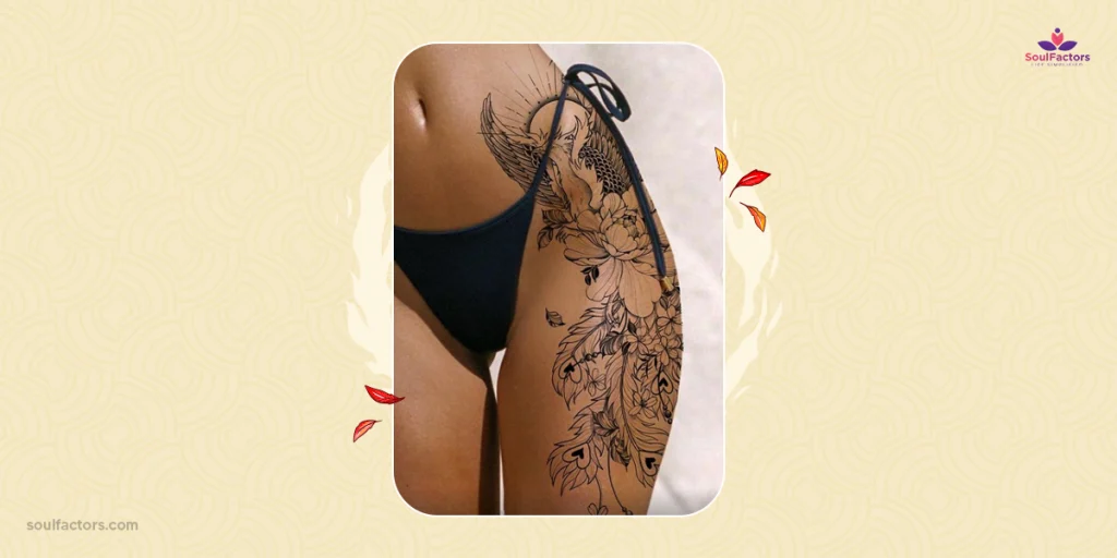 phoenix thigh tattoo