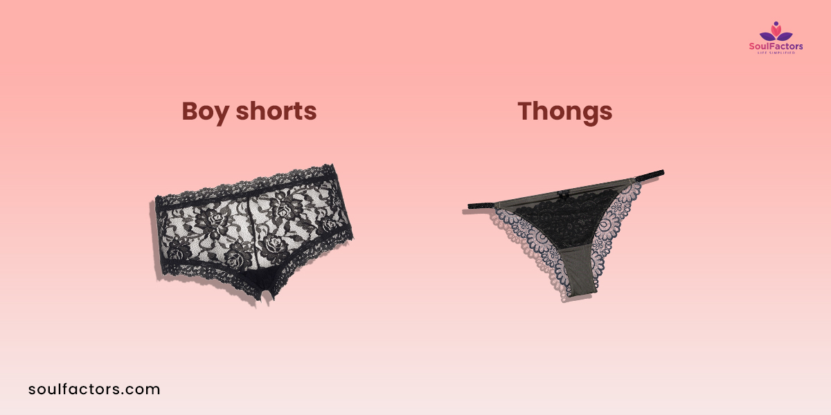 Lingerie Guide For Women: Different Types of Panties - boy shorts, thongs.