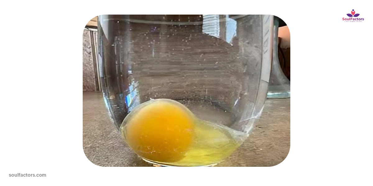 The yolk has sunken to the bottom of the glass
