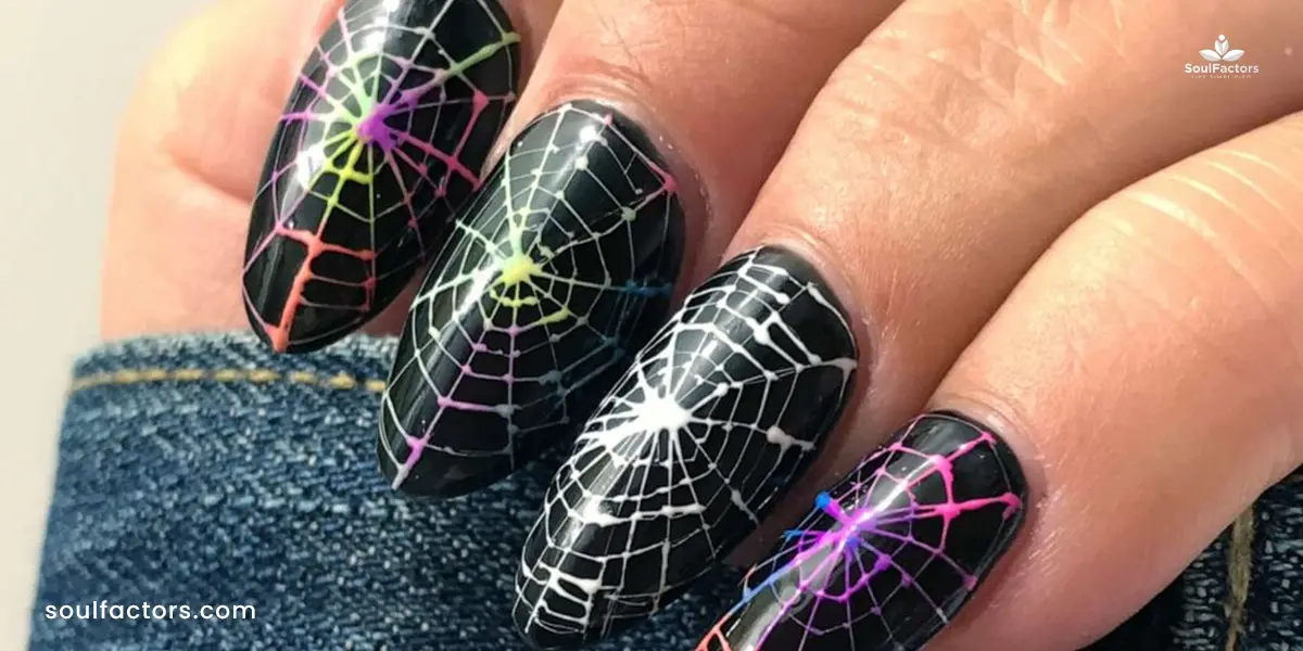 Cobwebs halloween nail designs