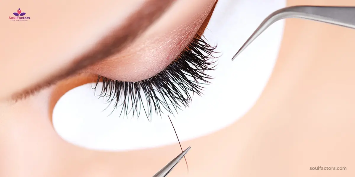 The intricate process of putting in eyelash extensions