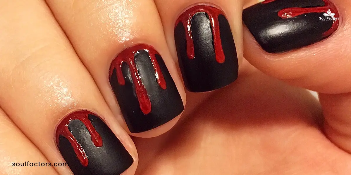 Halloween Nail Designs: Velvet Blood Drips