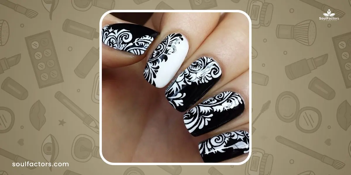 Black and white nails