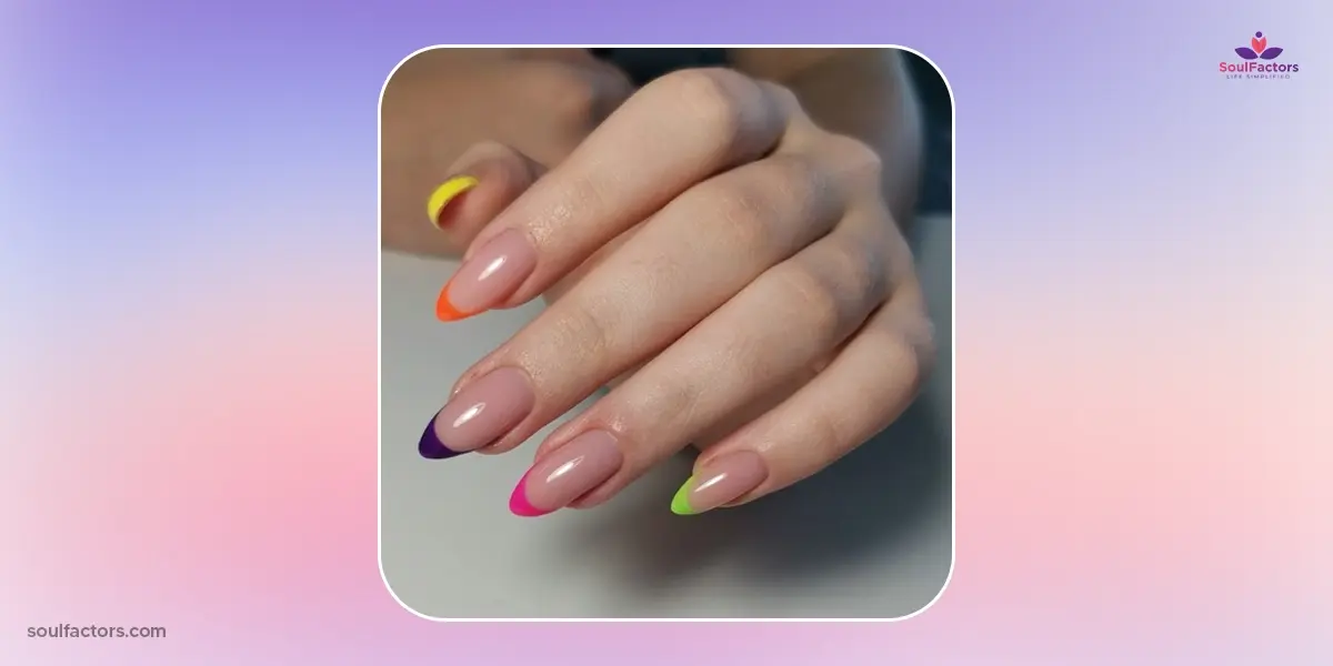 Rainbow-Tipped Chrome Nails
