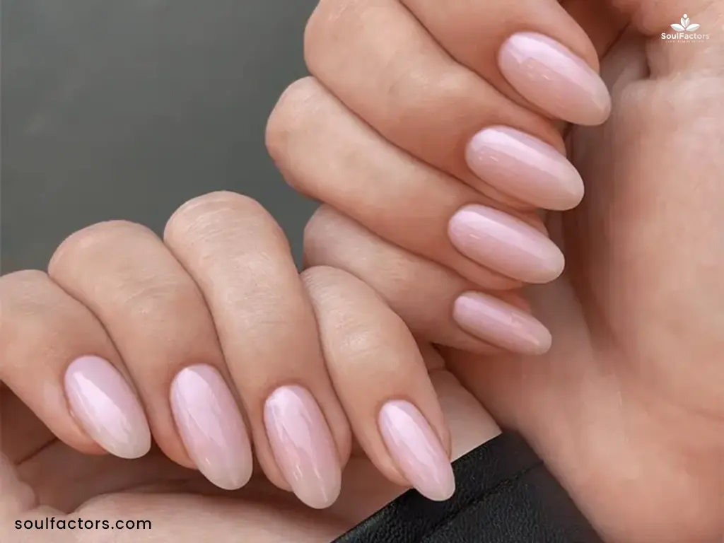 Almond-Shaped Strawberry Milk Nails