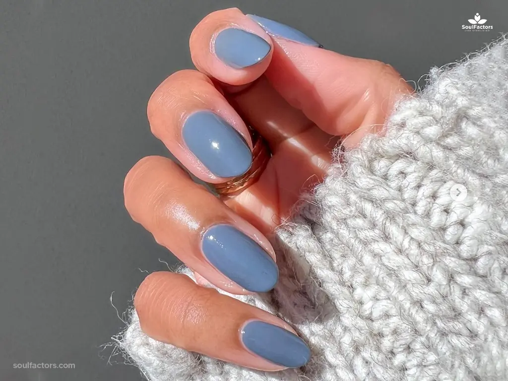 Greyish-blue fall nail colors