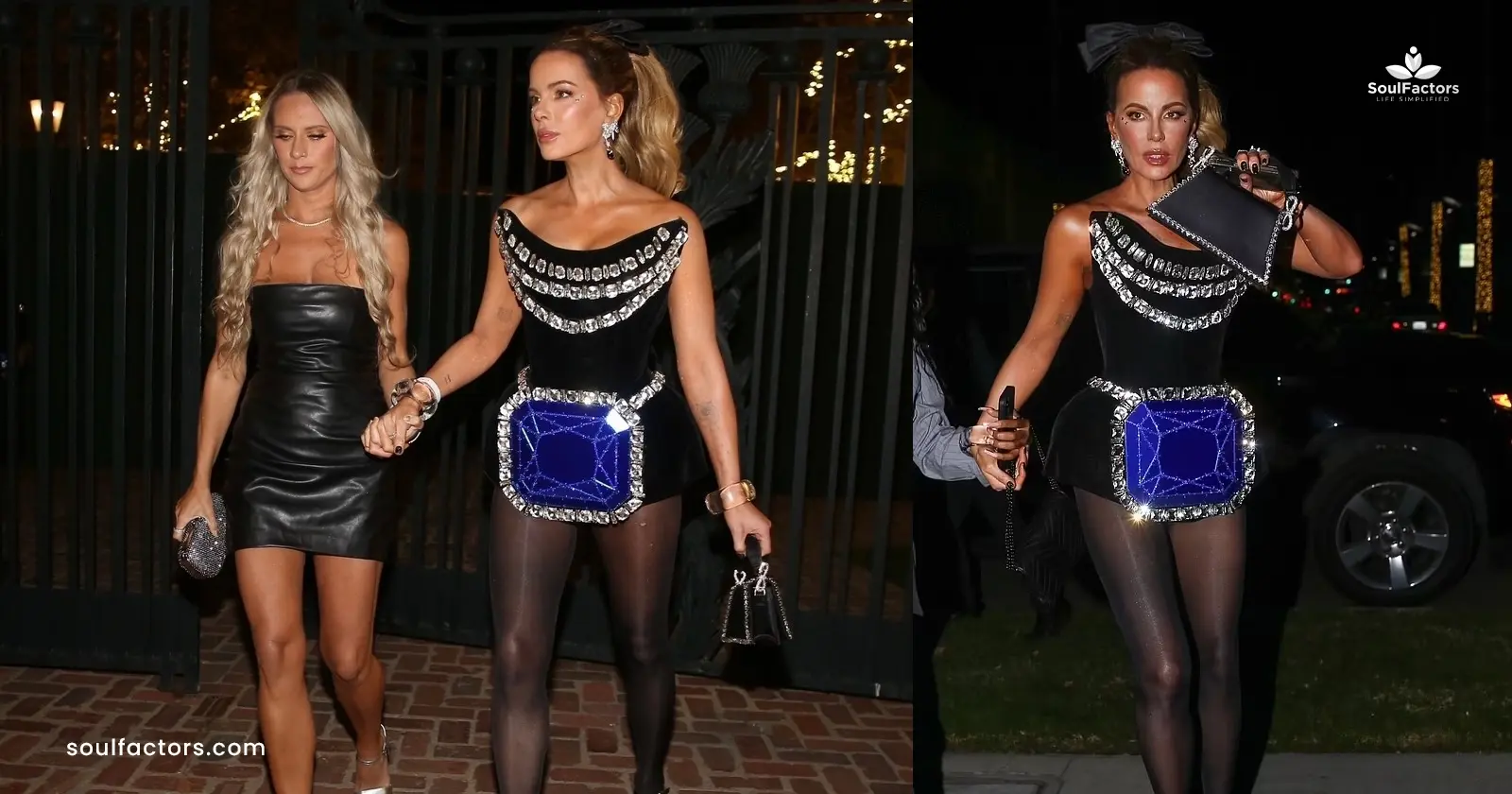 Kate Beckinsale At Leonardo DiCaprio’s Birthday Party Wearing A Titanic Necklace Dress