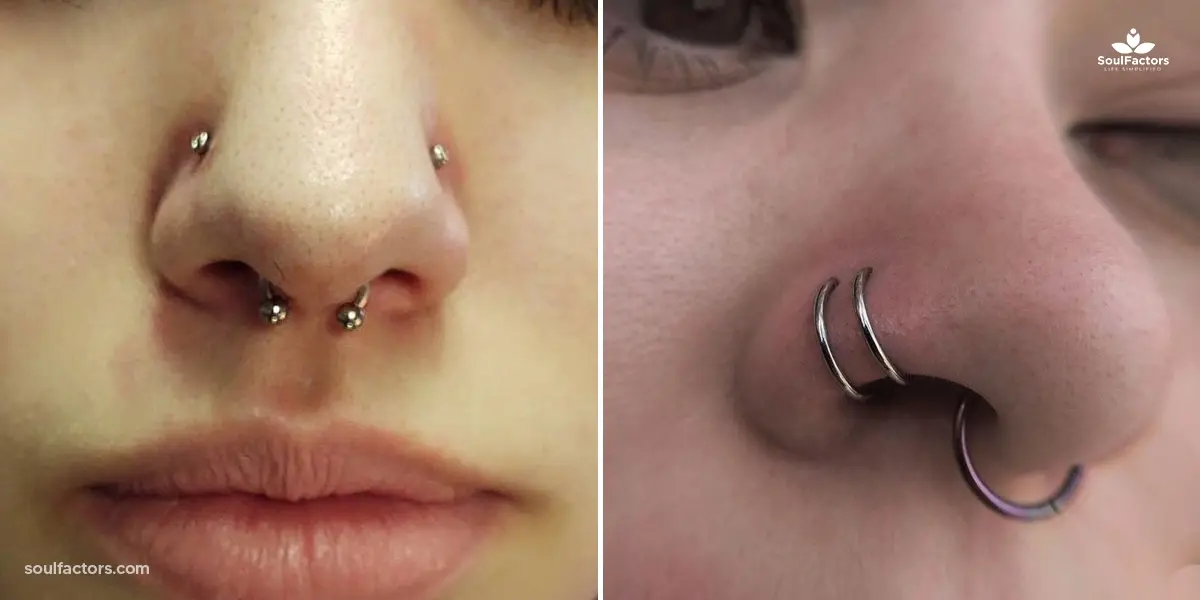 Double Nose Piercing With Septum