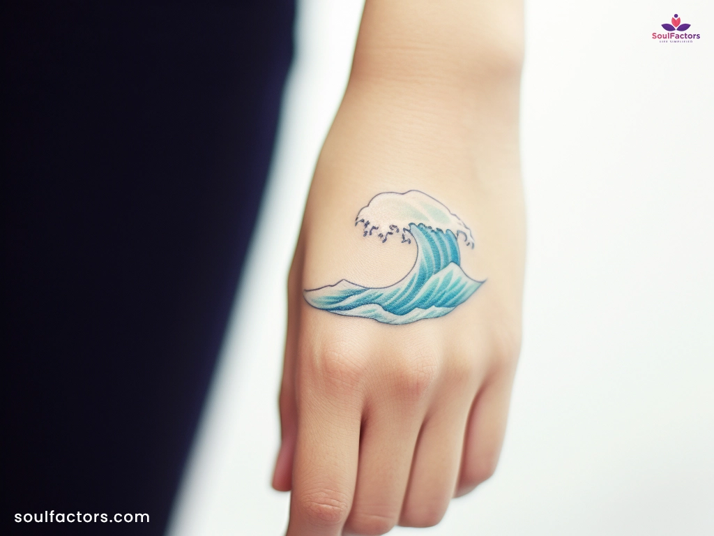 Small blue wave tattoo