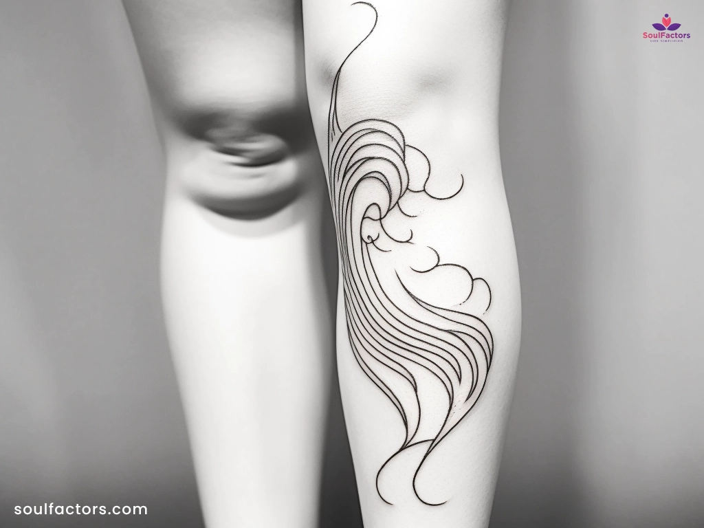 Wave tattoo designs on leg female