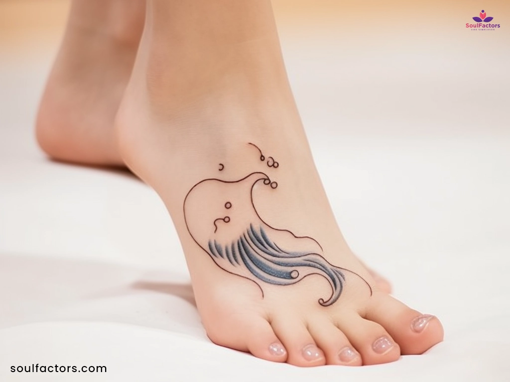 Wave tattoo designs on leg for guys