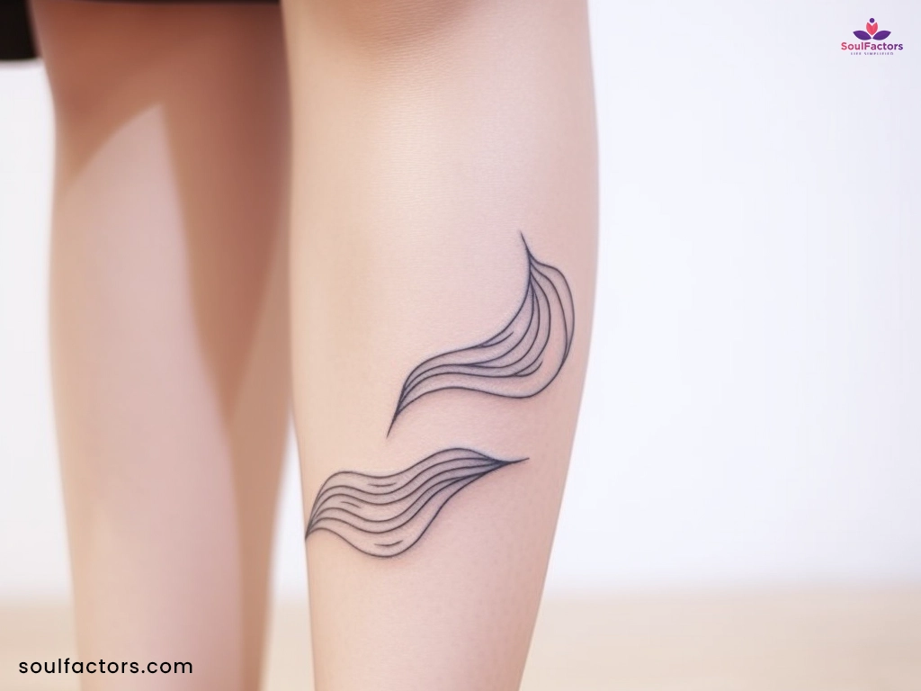 Wave tattoo designs on leg for ladies