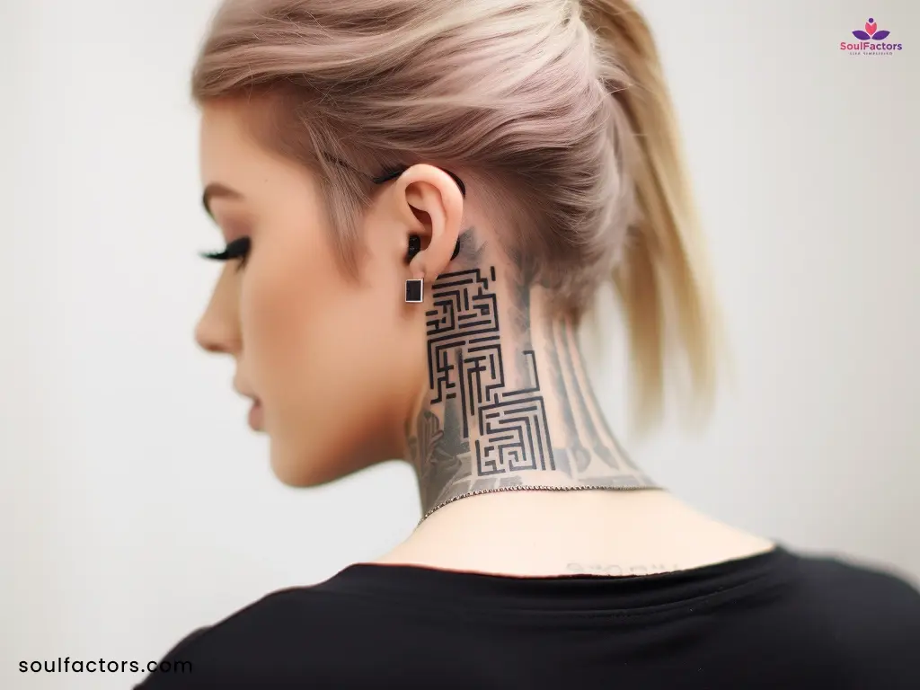 cyber sigilism tattoo neck