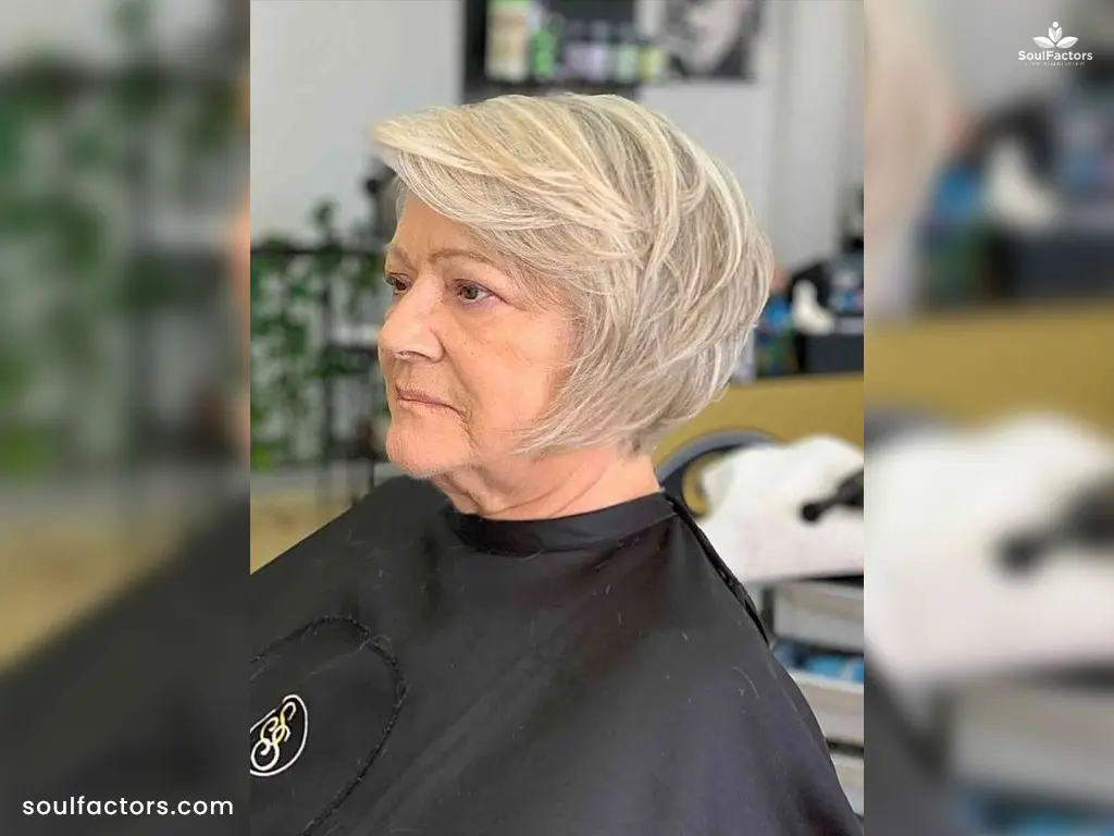 Deep Side Part Hairstyle For Old Women