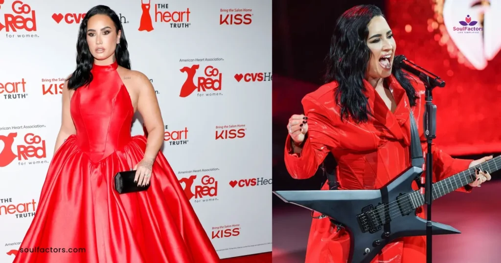 Demi Lovato transformation from regal gown to rocking suit