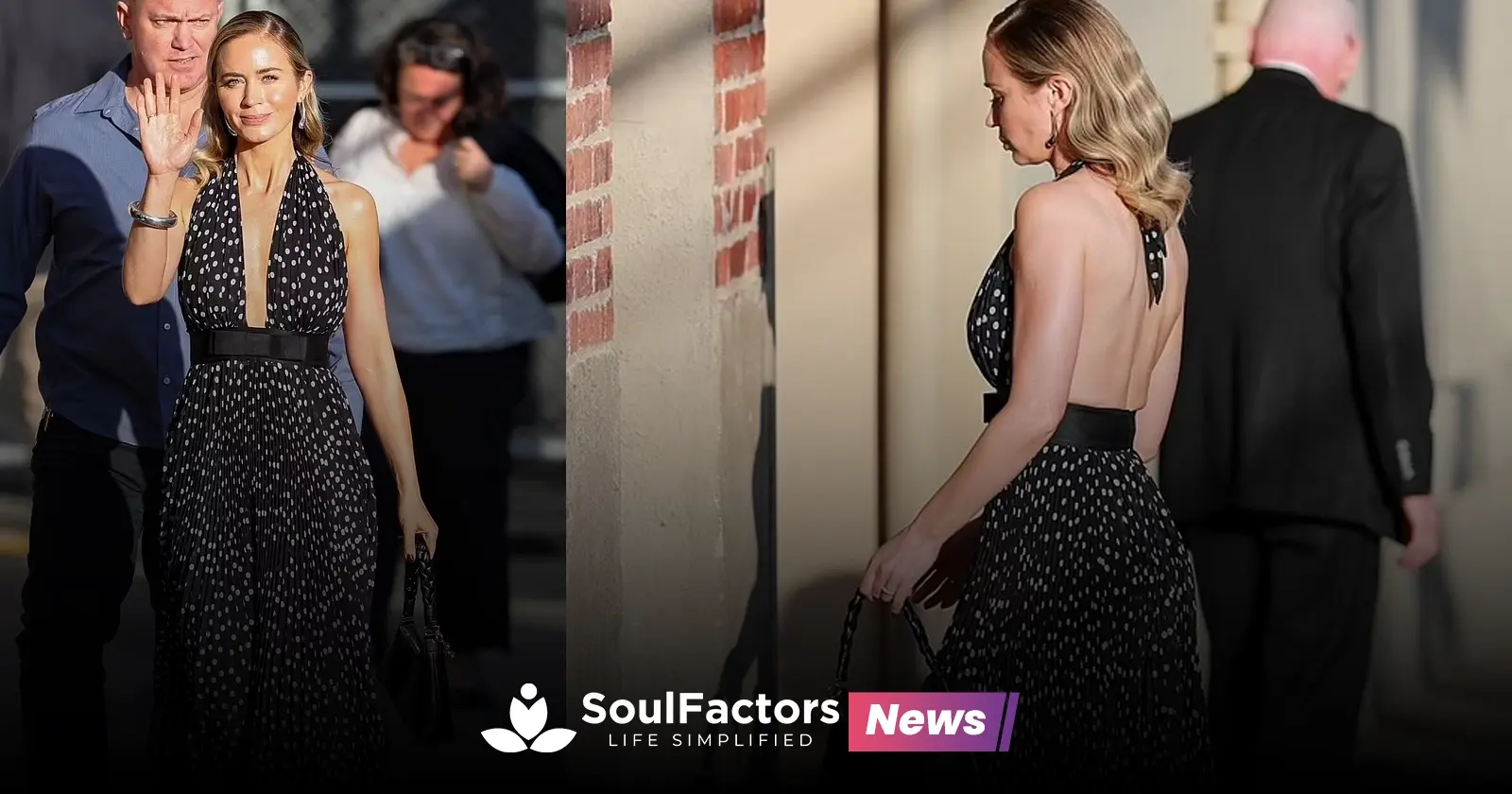 Emily Blunt Stuns in Polka Dot Dress for Jimmy Kimmel Live Appearance