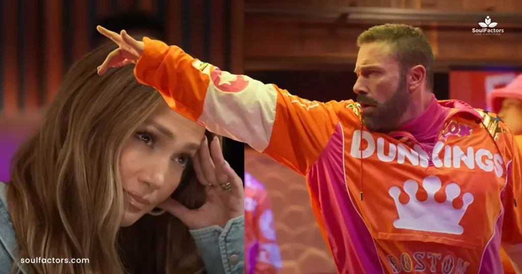 Ben Affleck and Jennifer Lopez in the newest Dunkin Ad
