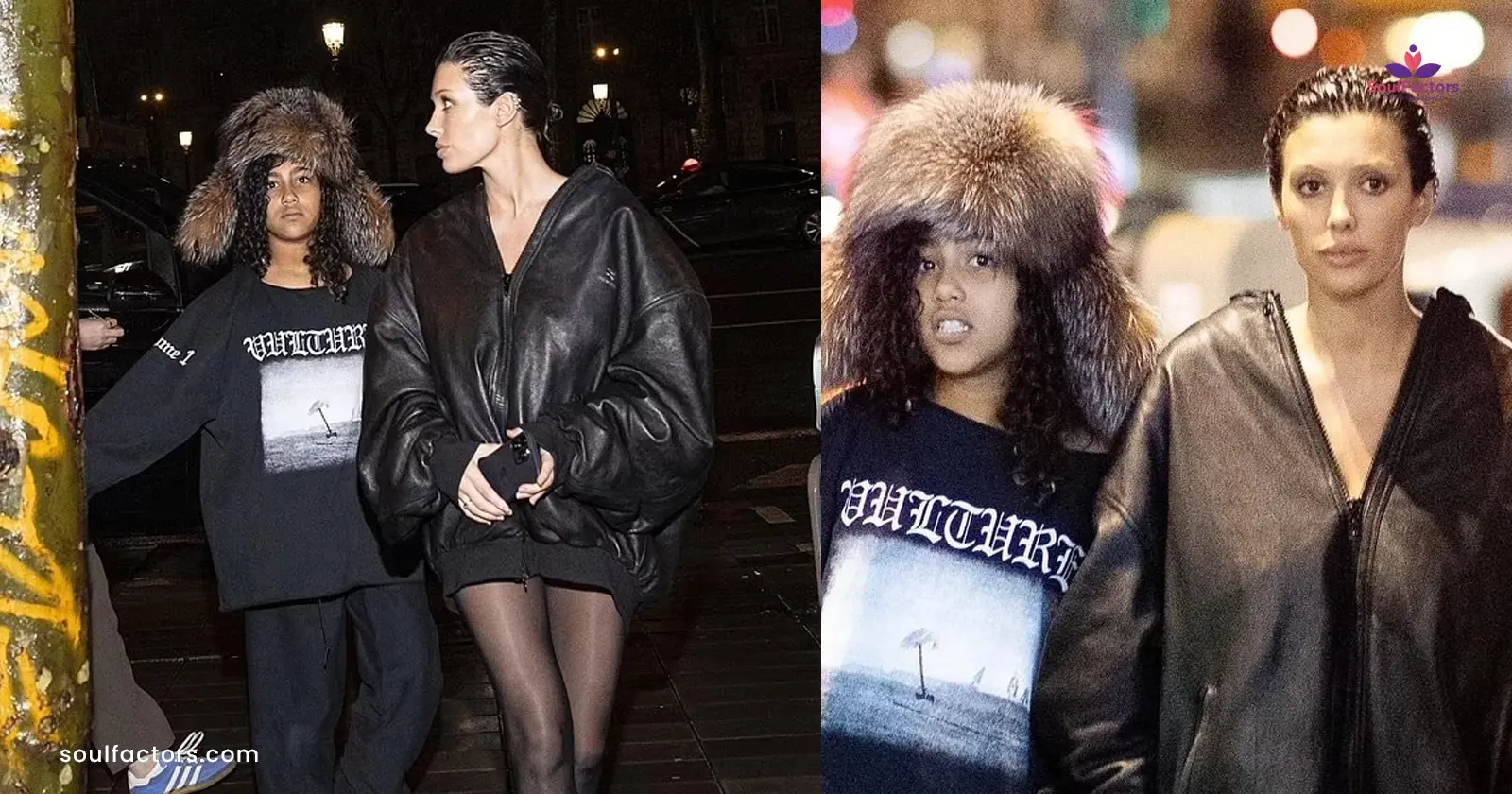 Kanye West's wife and North West in Paris